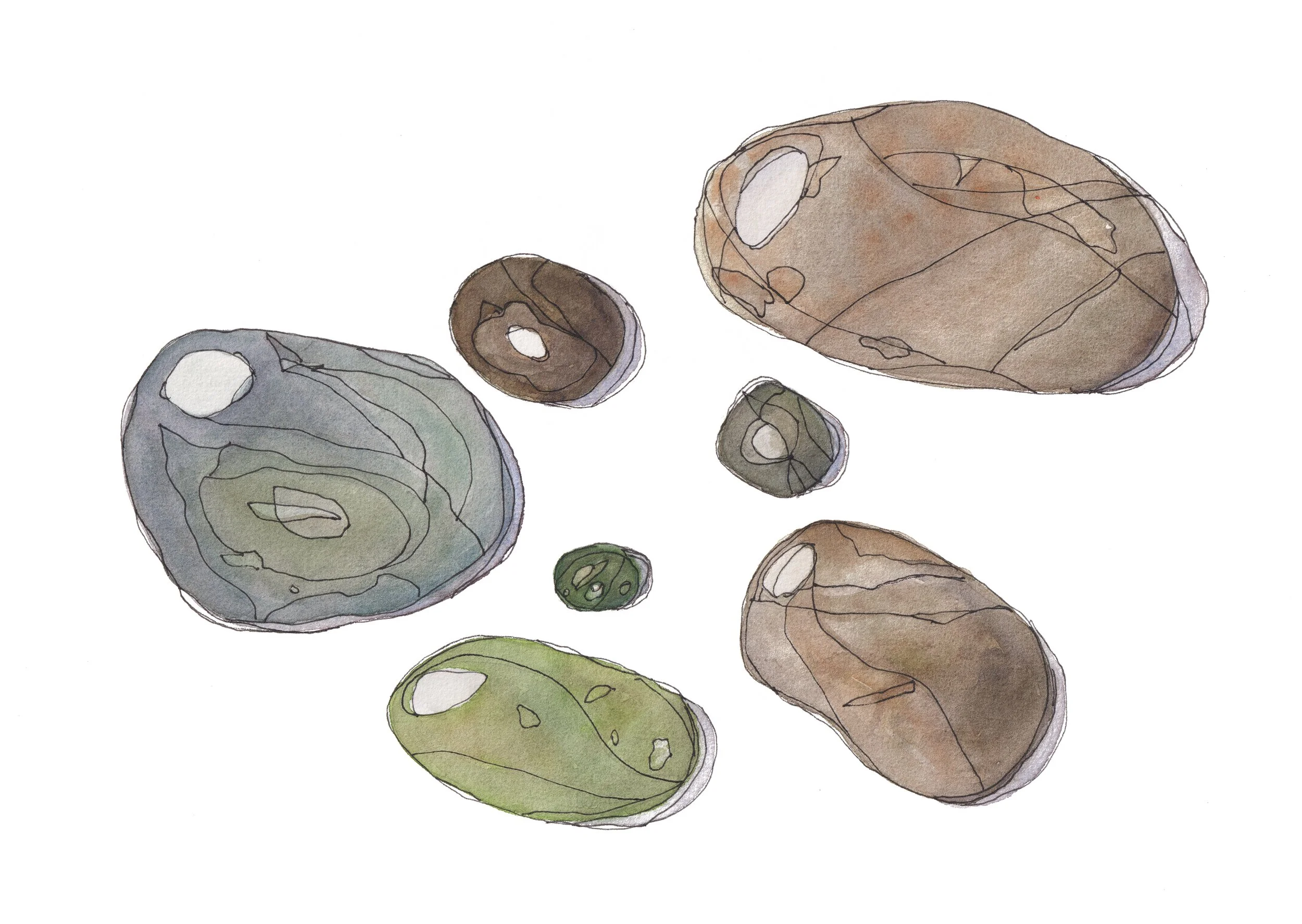 Soaking up the sun Where to Buy Minimalist Modern Watercolour Watercolor Rocks Art Painting Online Birthday Greeting Card Cards Sara Meade Design NZ Artist Small Business Kiwi Aotearoa New Zealand