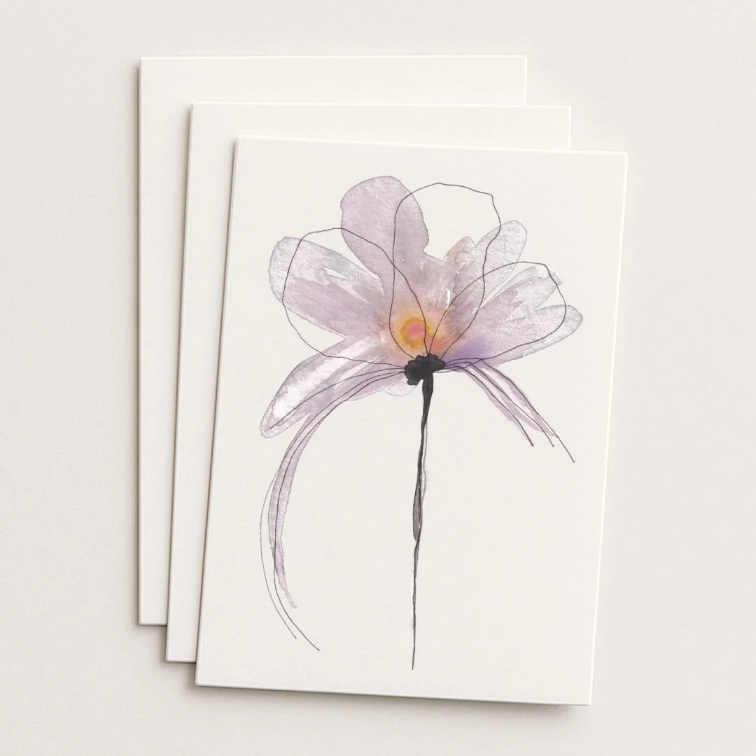 Amélie Amelie Amelia Where to Buy Minimalist Impressionist Floral Watercolour Watercolor Art Painting Online Birthday Greeting Card Cards Sara Meade Design NZ Artist Kiwi Aotearoa New Zealand