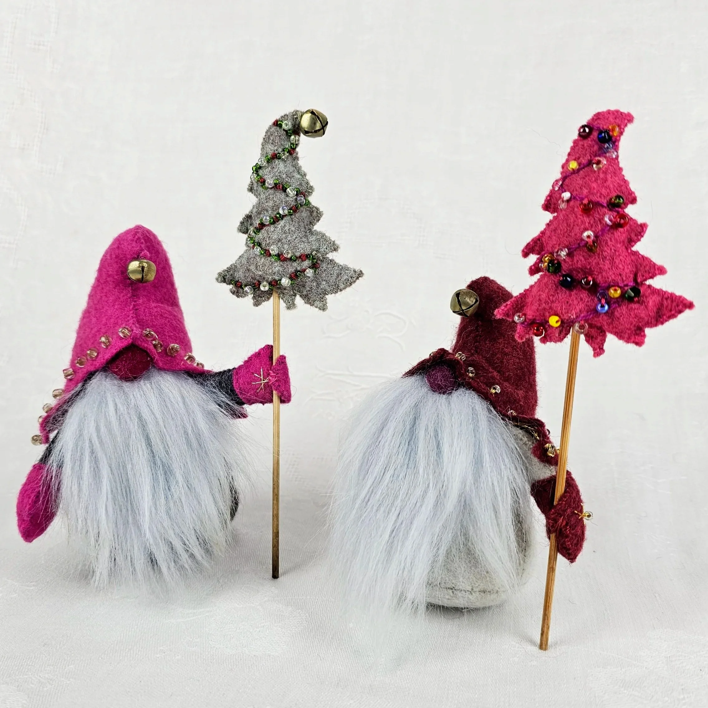 Garden gnome figurine figurines tree where to buy commission felt work Christmas Xmas Festive decorations Sara Meade Design Sarah NZ Artist Small Business Kiwi New Zealand