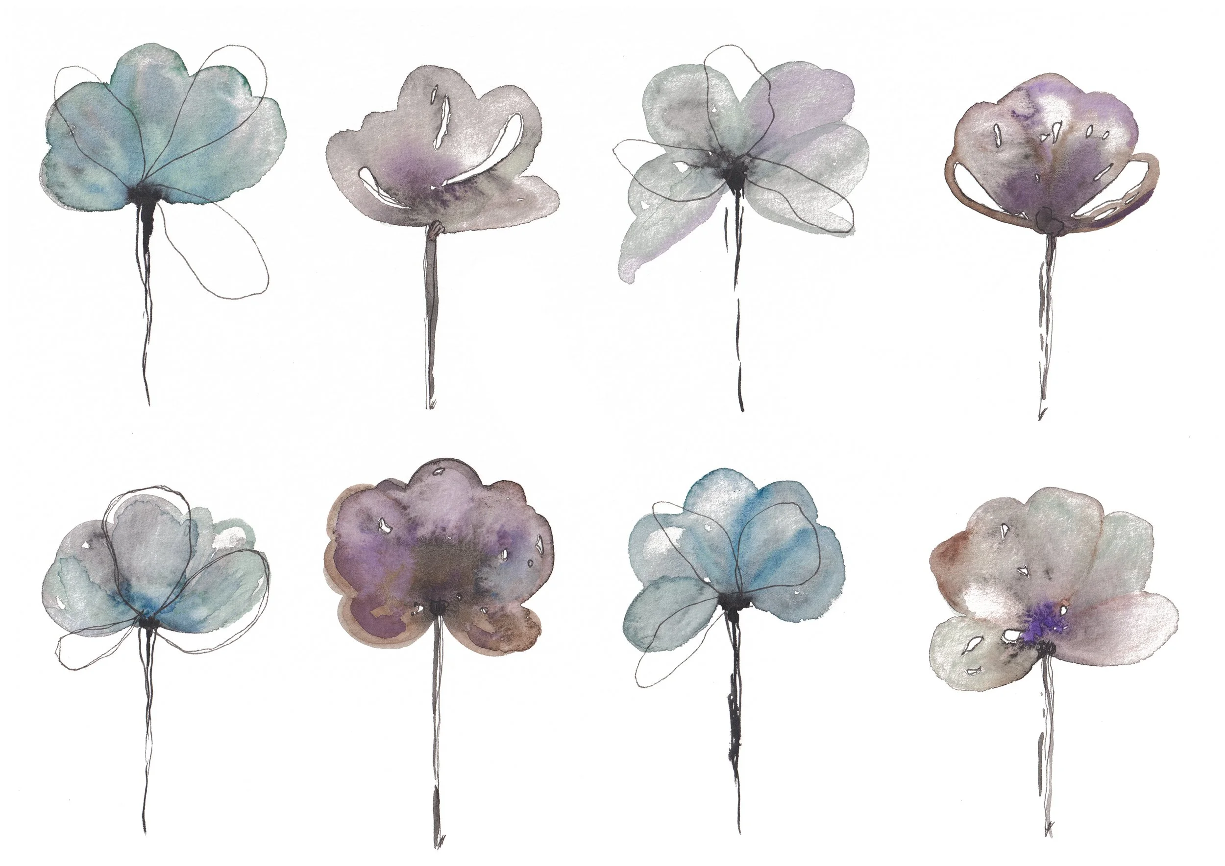 Ma Famille Where to Buy Minimalist Impressionist Floral Watercolour Watercolor Art Painting Online Birthday Greeting Card Cards Sara Meade Design NZ Artist Small Business Kiwi New Zealand