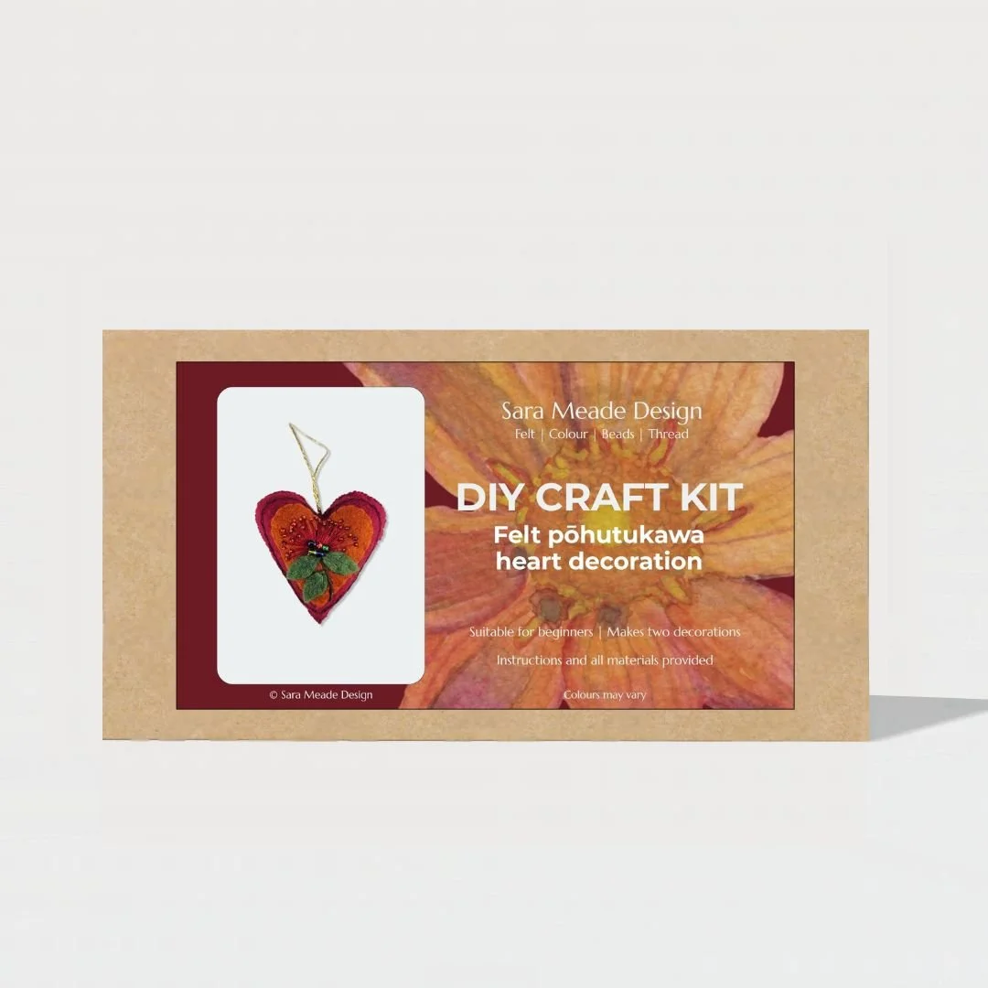 DIY craft kit: Felt pōhutukawa heart ornament