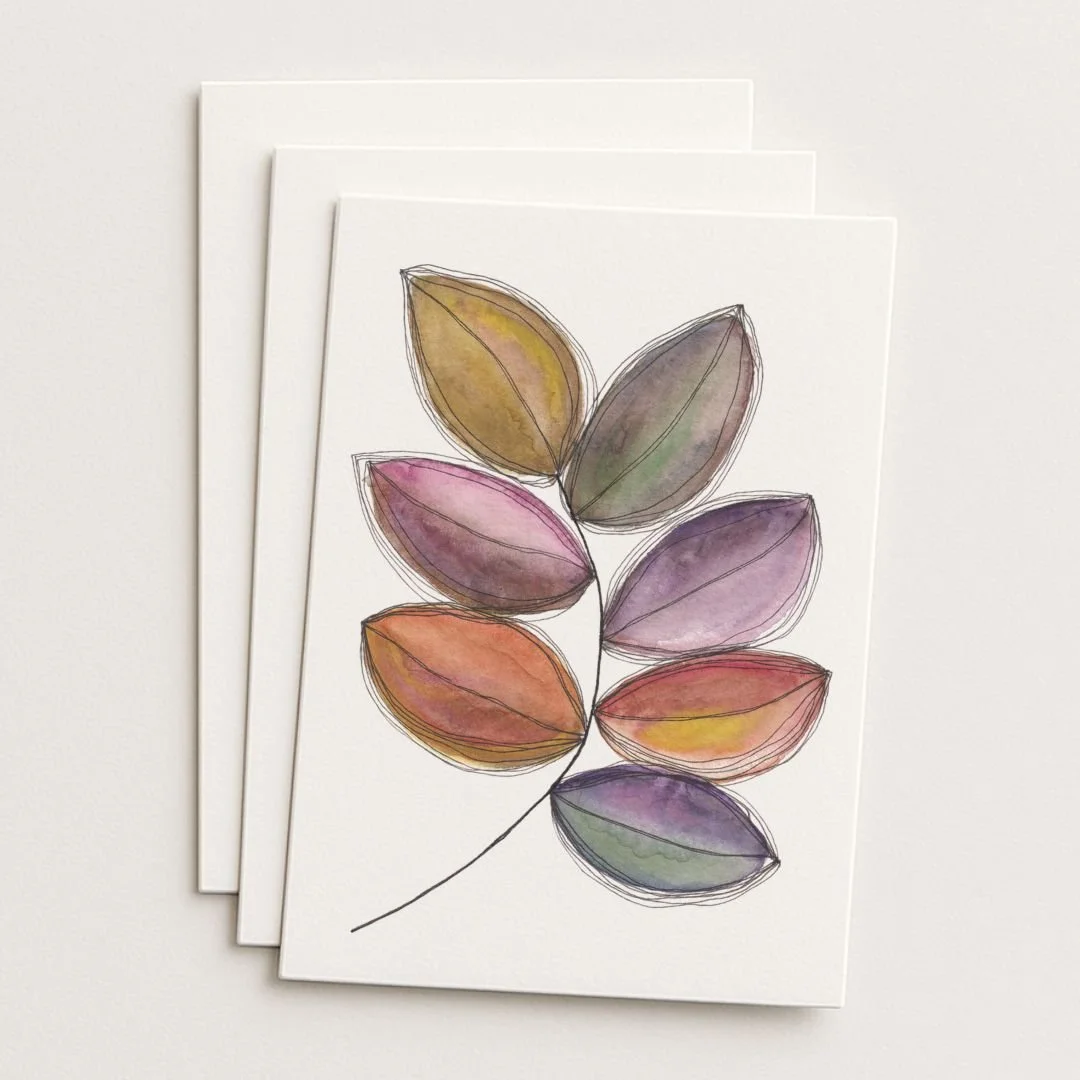 Curving Colours Where to Buy Minimalist Modern Watercolour Watercolor Botanical Art Painting Online Birthday Greeting Card Cards Sara Meade Design NZ Artist Small Business Kiwi Aotearoa New Zealand