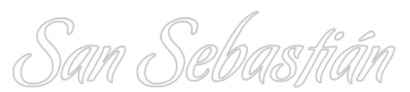 Texto que dice 'San Sebastián' en letra cursiva blanca sobre fondo negro.