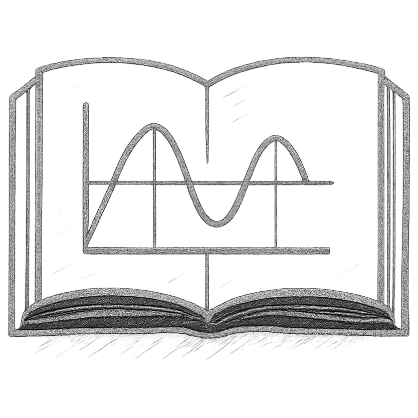 Open book with graph showing sine wave