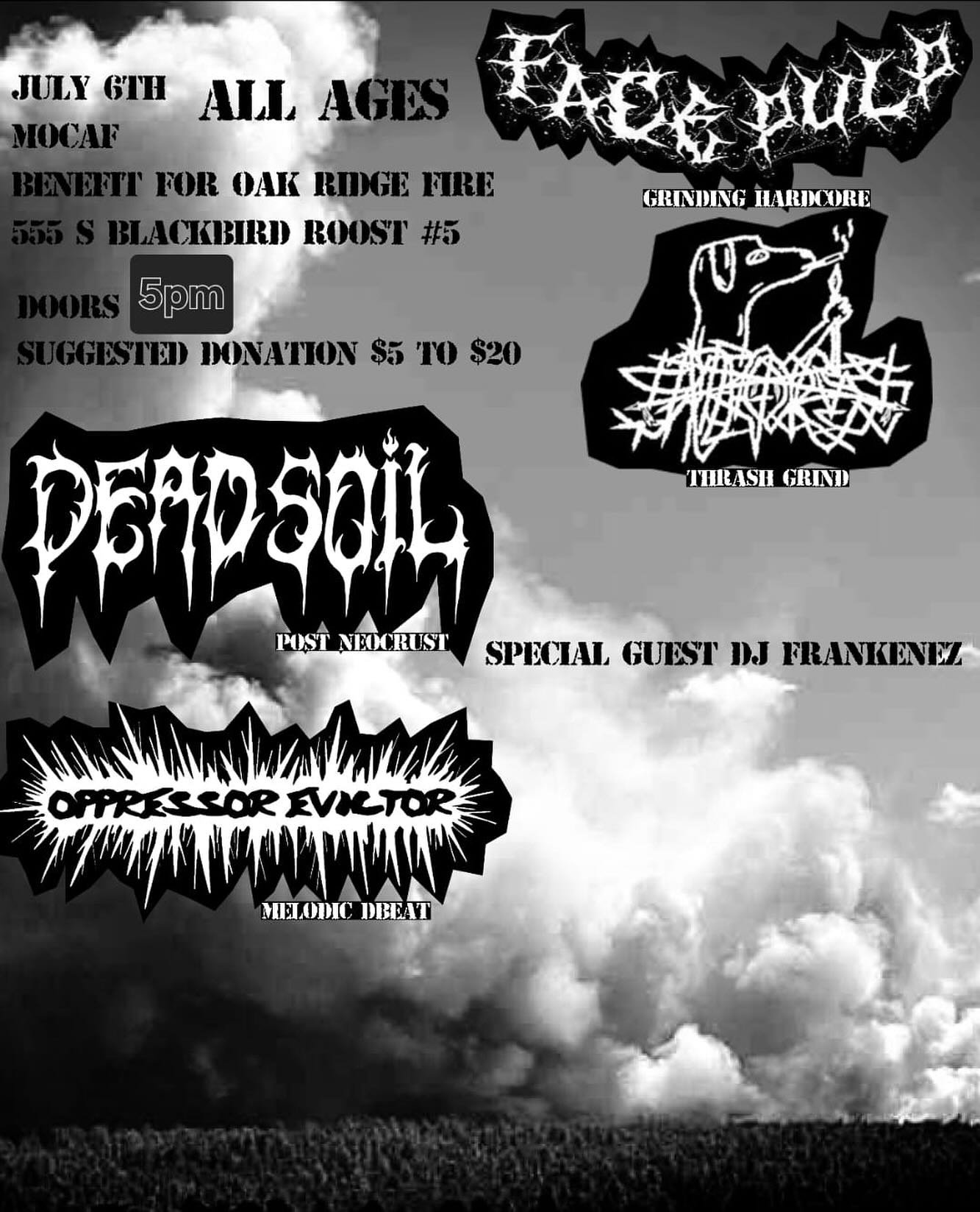 LAST MINUTE SHOW!!!!
THIS SUNDAY at @m_o_c_a_f
A benefit show to help support those impacted by the Oak Ridge Fire. 100% of the funds will be going directly to folks on the ground aiding families. No non profit organizations skimming their piece of