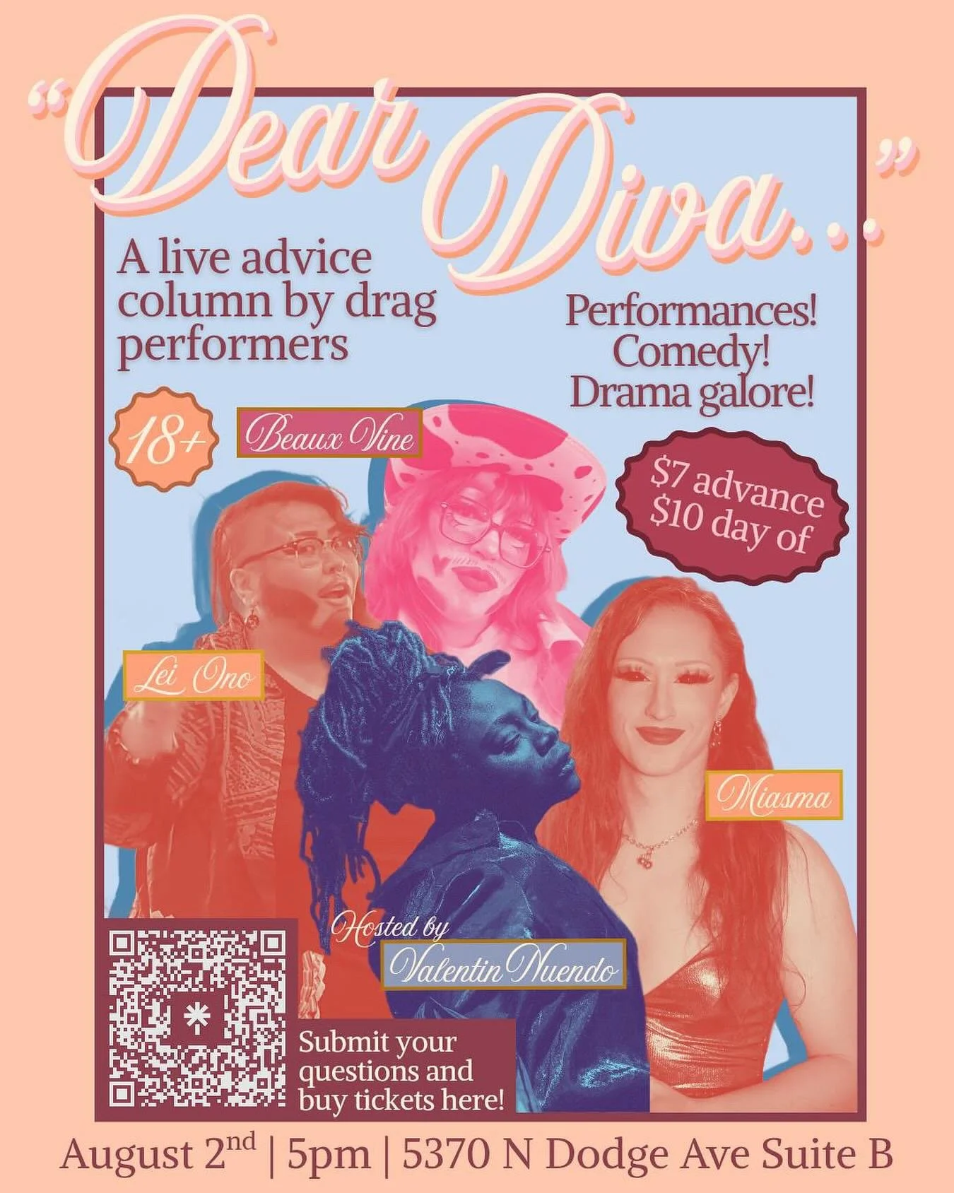 SFS Productions & @nuendo.drag presents:
✨Dear Diva✨
An advice column ran by Drag Performers!
Has your friend group gotten into fights? Do you need some relationship advice? Do you need the answer to the ultimate question “Am I the Drama?