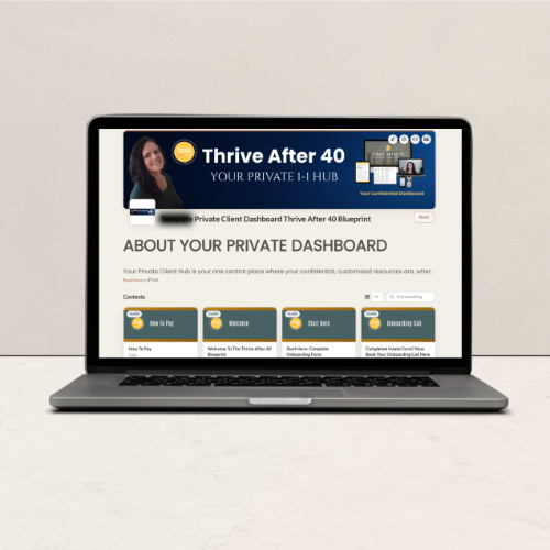 Thrive After 40 Private Dashboard- Program & Mentoring To Help Women Balance Hormones Peri/menopause + post menopause lose weight, feel better & reclaim their energy | Founded By Louise McKenzie a program for high-achieving women with demanding lives