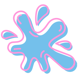 Blue water splash with pink outline.