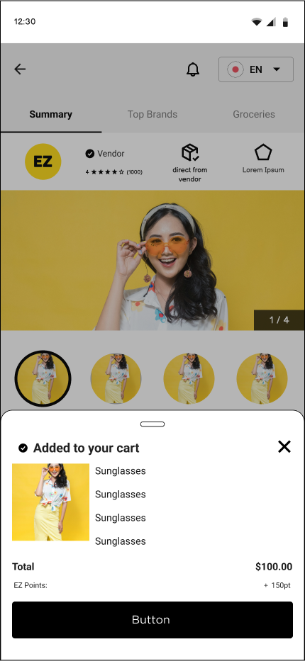 added to shopping cart modal