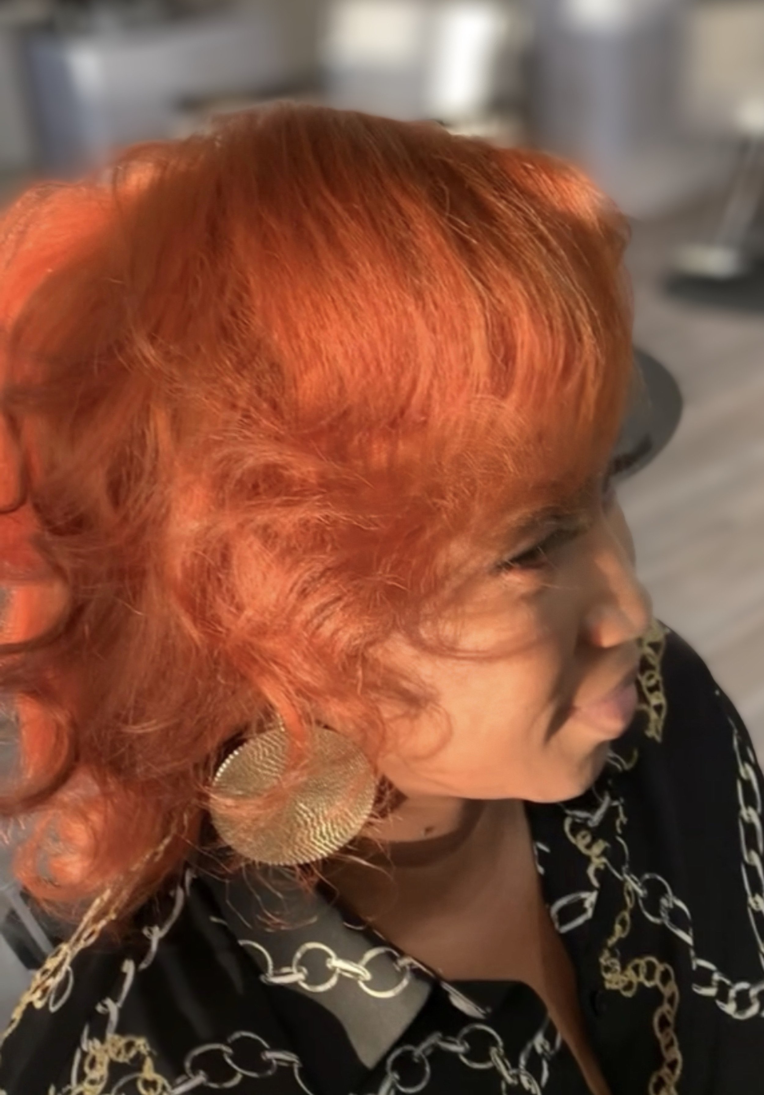 Color and The Bloom Press-Silk press result for natural hair at Bond & Bloom Salon in Frisco, TX