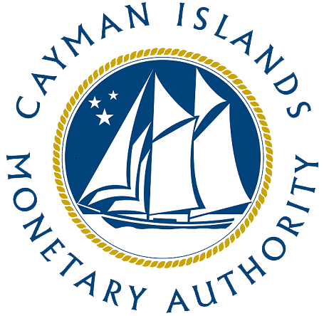 Seal of the Cayman Islands Monetary Authority featuring a sailboat and three stars inside a blue and gold circular emblem, with the organization's name encircling it.