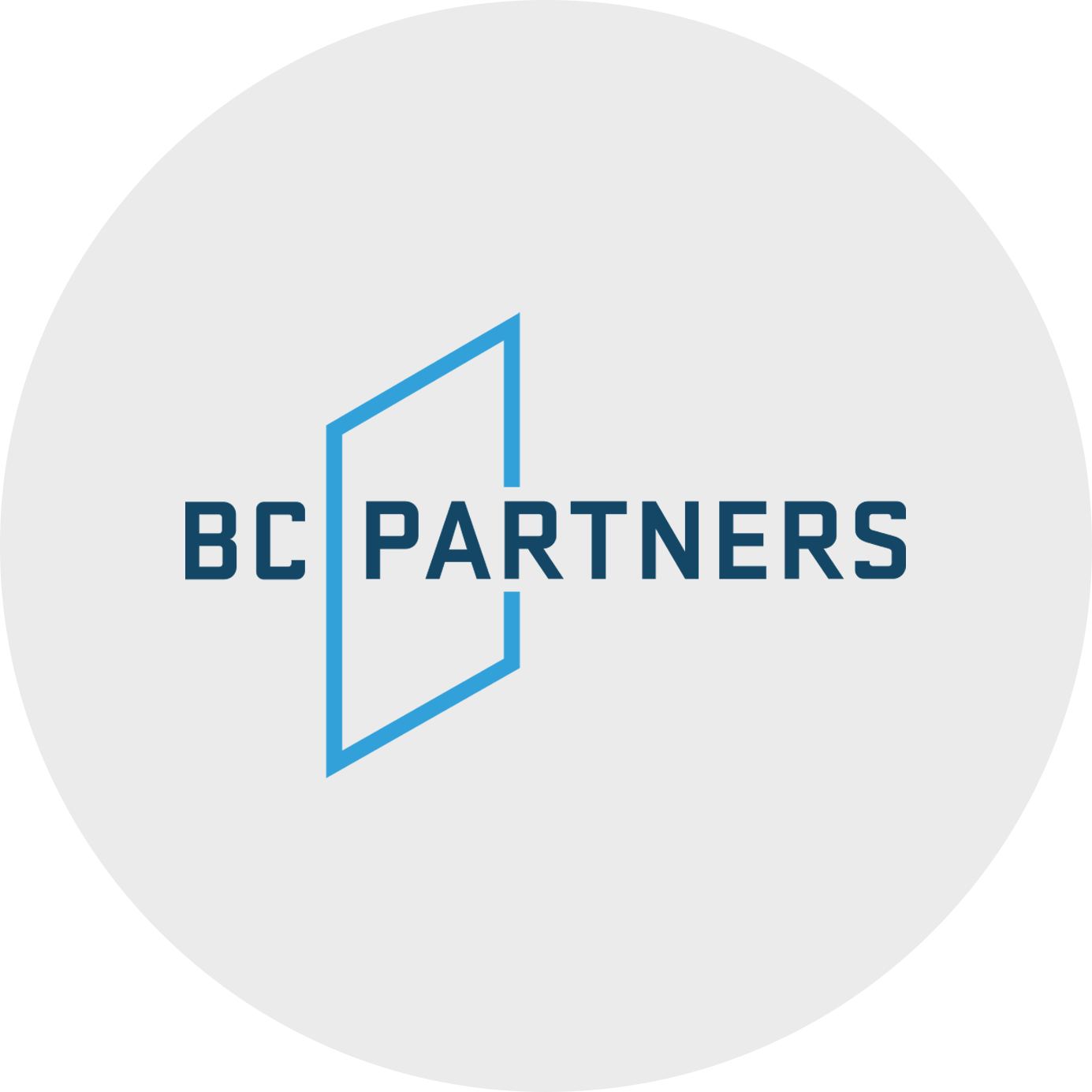 Navy blue BC Partners logo with bright blue rhombus icon in middle