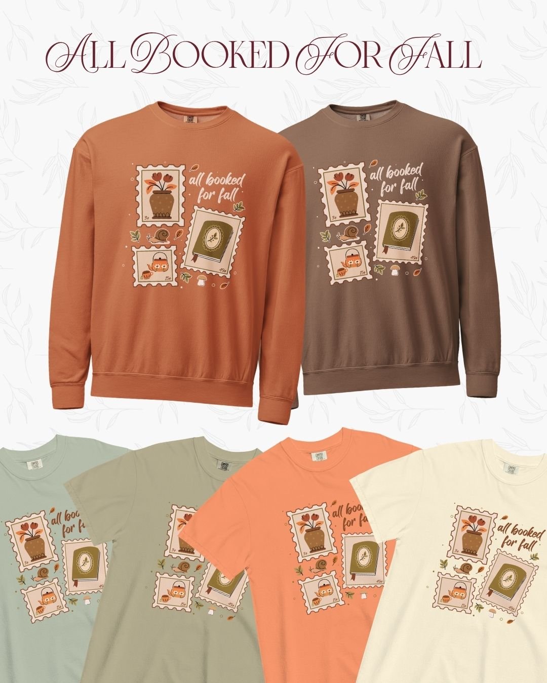 If you know me, you know that I love fall! Cozy sweatshirts, the colors (perfect browns, greens, oranges), and lots and lots of tea! I felt inspired by postage stamps and the vibes of fall. 

These are available on my website now and are all on Comfo