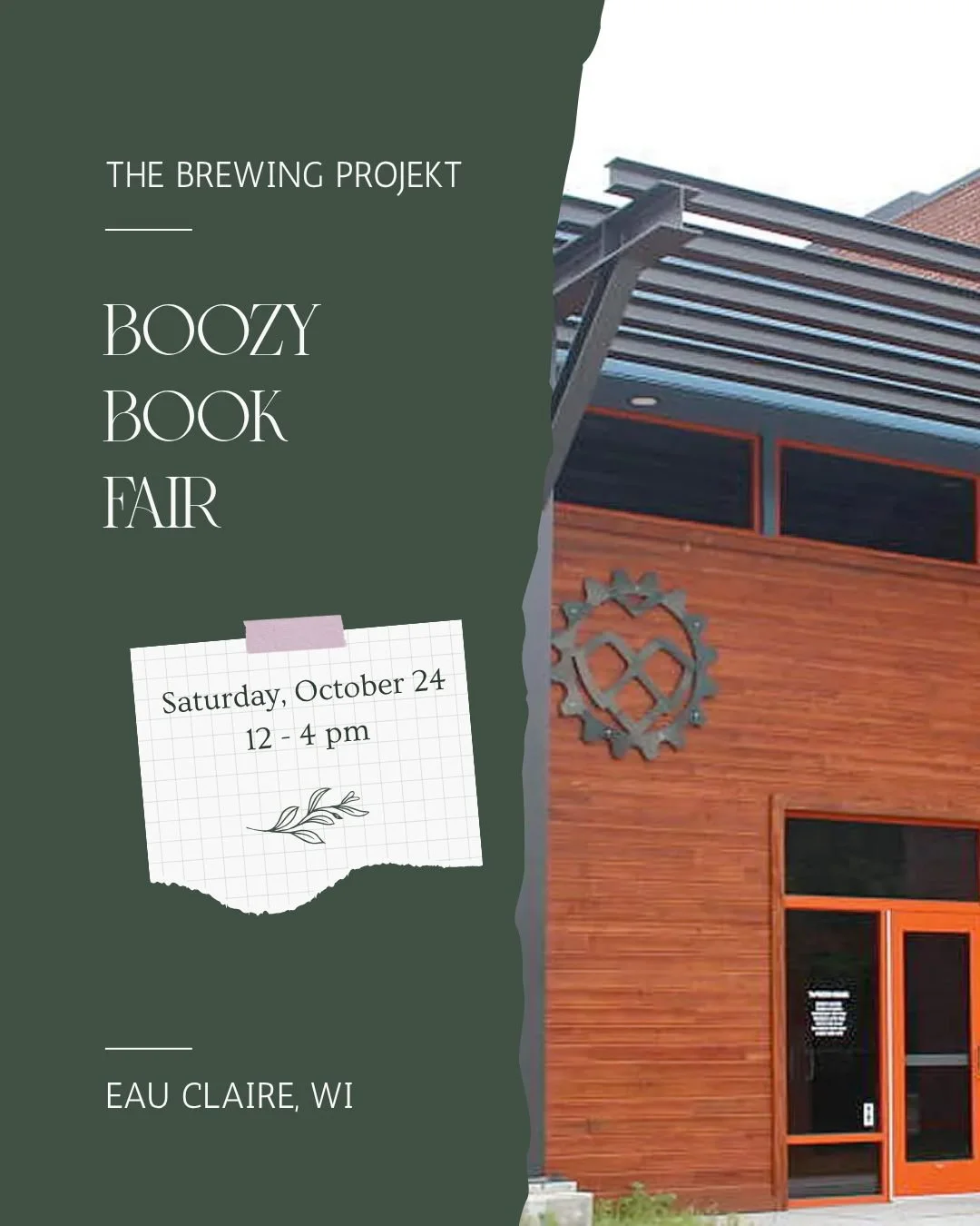 One more event this month! 

Hope to see you on Saturday at The Brewing Projekt in Eau Claire for the Boozy Book Fair! We will be upstairs from 12-4 pm.