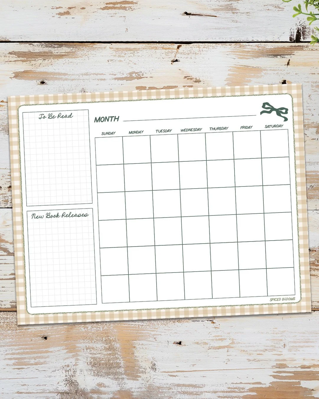 Undated Bookish Calendar