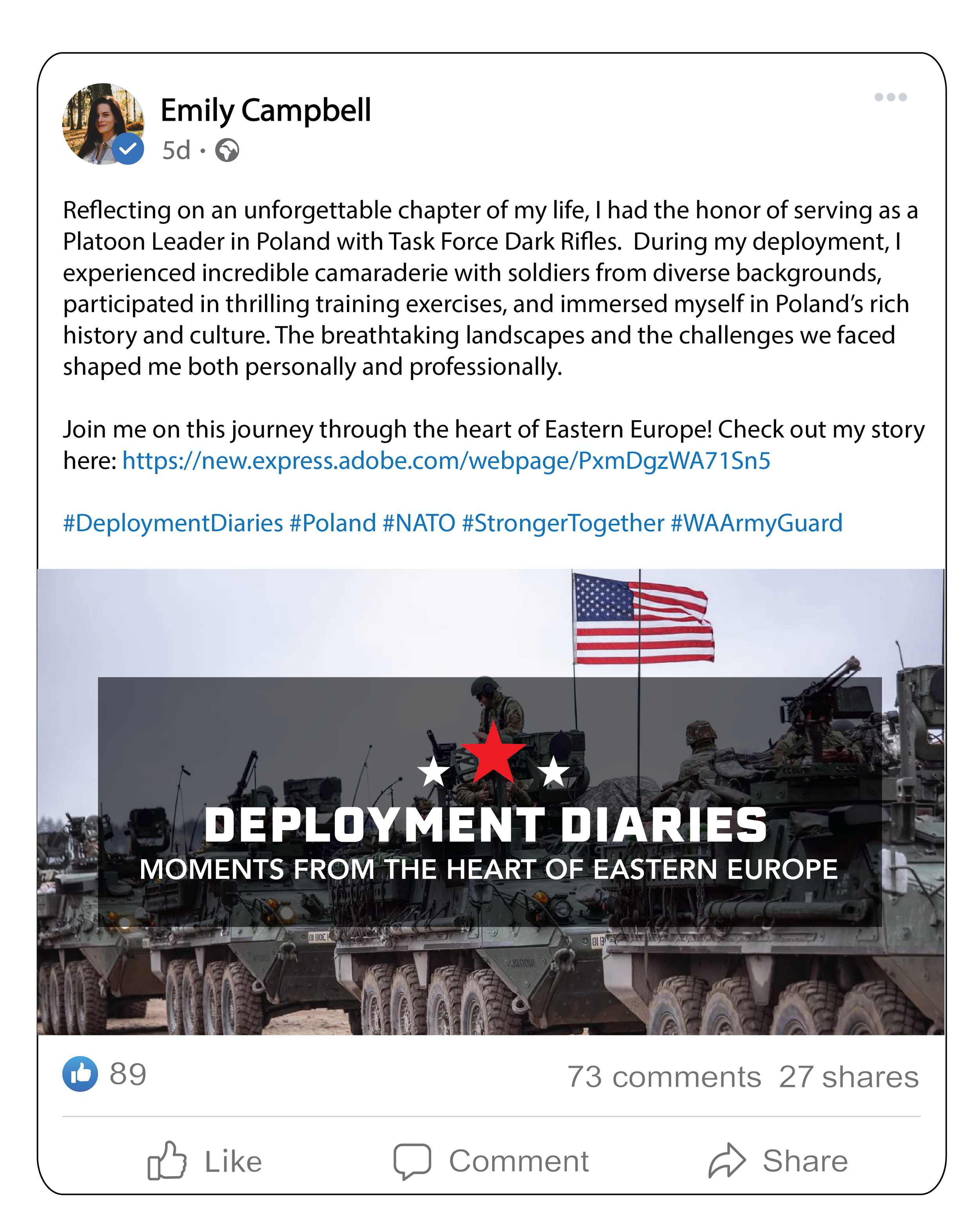Mock Facebook post