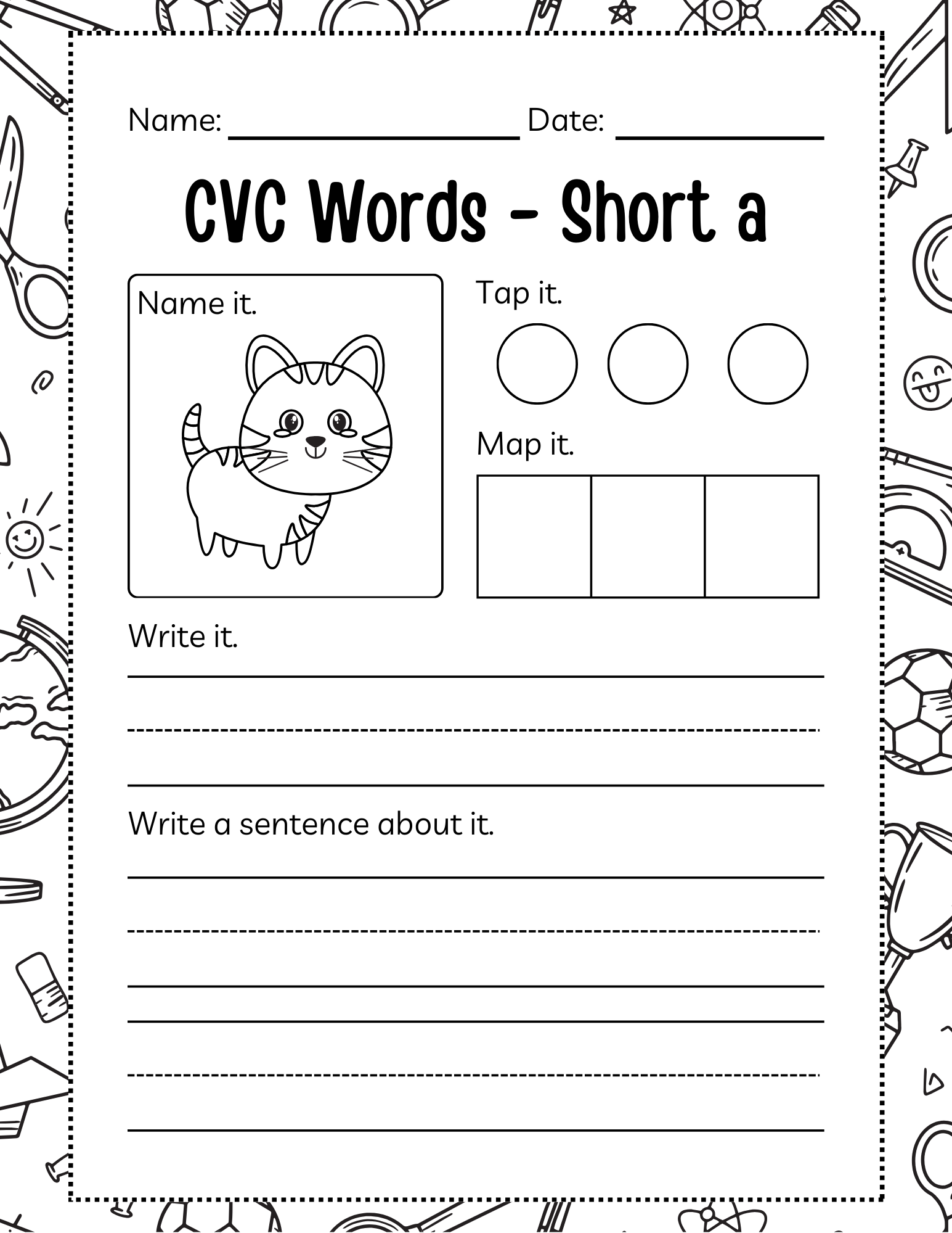 Printable Kindergarten CVC Workbook