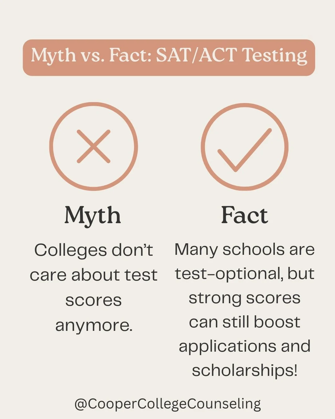 ⁣MYTH vs FACT: SAT/ACT Edition ⠀
⠀
The world of college admissions can feel confusing, especially when it comes to testing. Here&rsquo;s the truth: while many colleges are now test-optional, that doesn&rsquo;t mean scores are irrelevant. A strong SAT