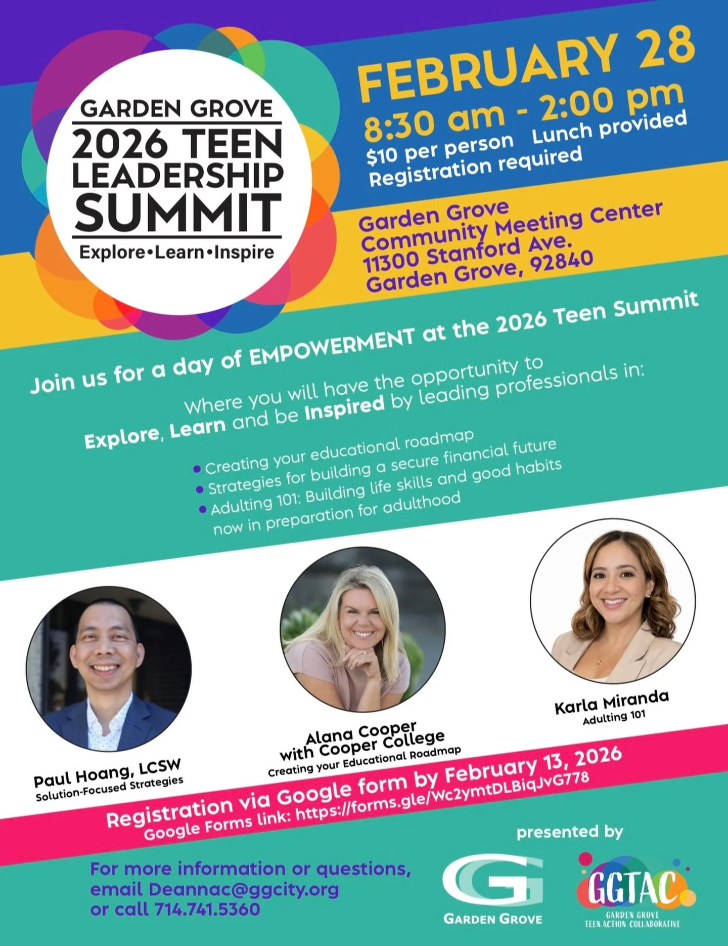 I&rsquo;m so excited to share that I&rsquo;ve been asked to present at the 2026 Garden Grove Teen Leadership Summit on February 28th from 8:30 AM&ndash;2:00 PM!

I&rsquo;ll be speaking on &ldquo;Creating Your Educational Road Map&rdquo;: helping teen