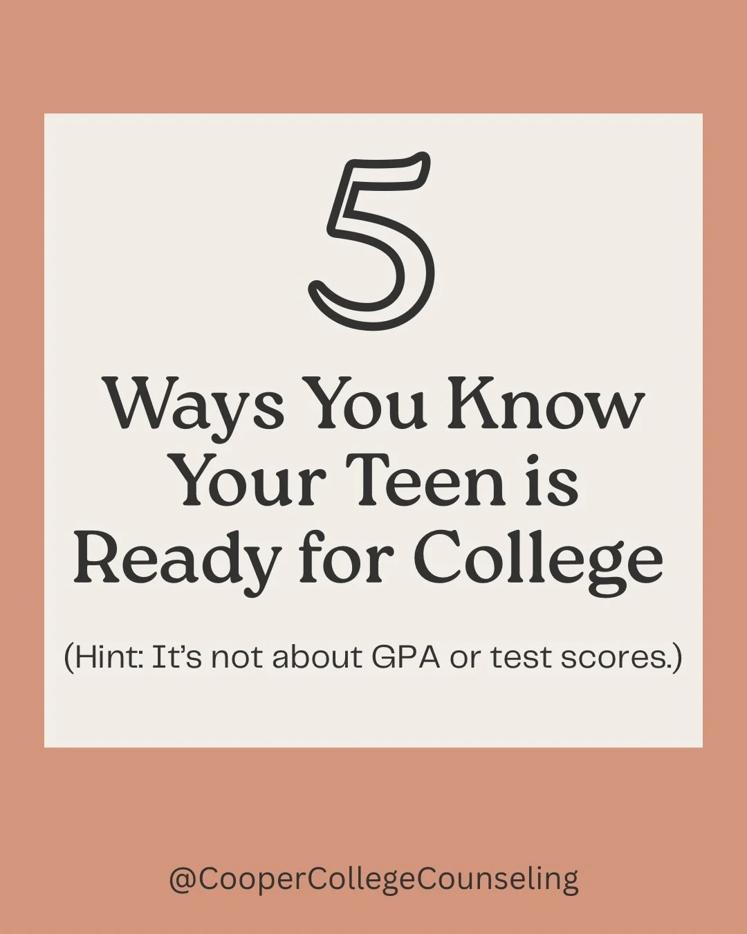 One of the biggest misconceptions I see is that college readiness equals grades.

In reality, colleges expect students to manage their lives, advocate for themselves, problem-solve, and communicate independently&mdash;often from day one.

This is why
