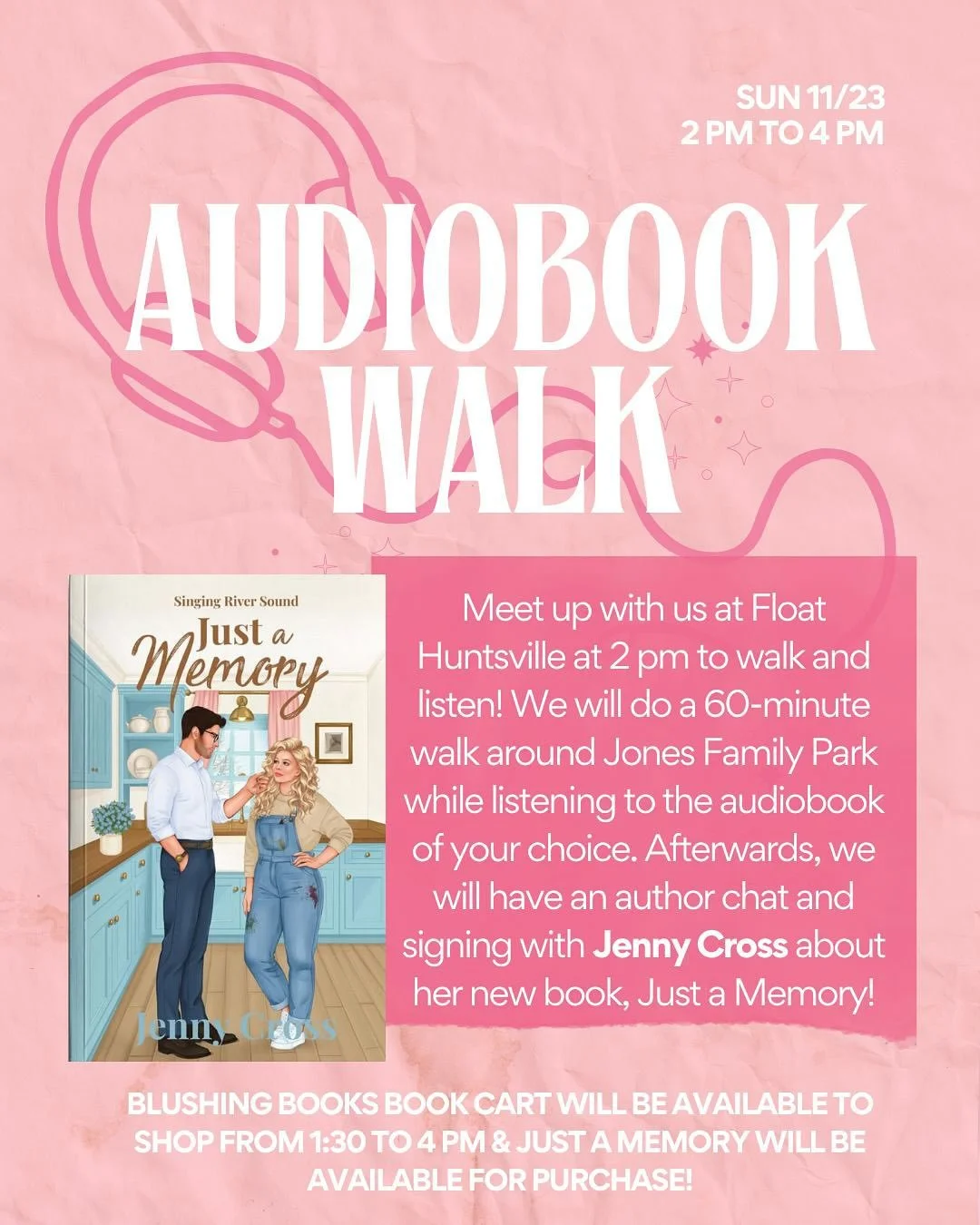 🎧 AUDIOBOOK WALK &mdash; YOU&rsquo;RE INVITED! 💕

Join us Sunday, November 23 from 2&ndash;4 PM for a dreamy afternoon of books, fresh air, and author fun!

We&rsquo;ll kick things off outside of @floathuntsville for a relaxing 60-minute walk throu