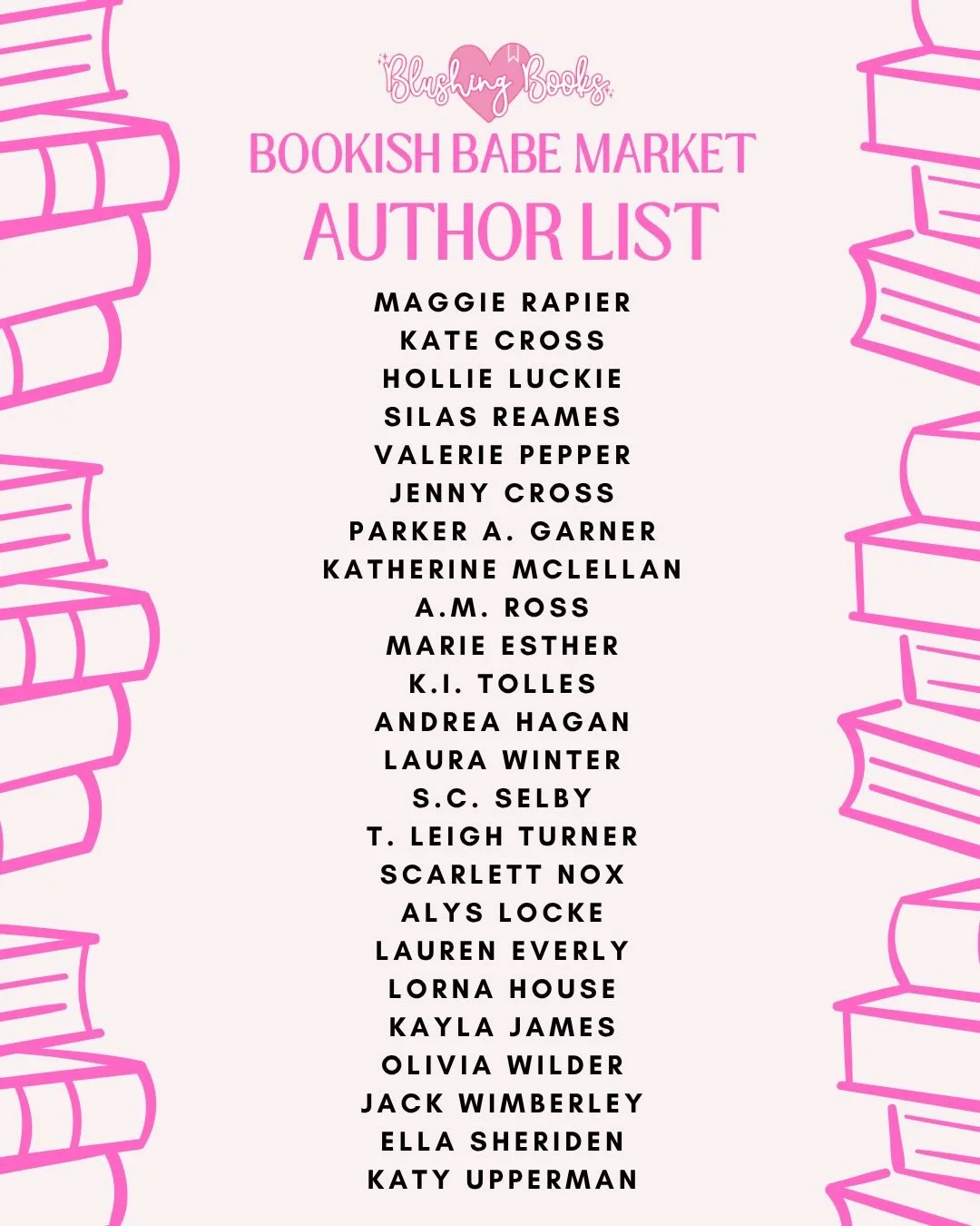 ✨ BOOKISH BABE MARKET AUTHOR LINEUP ✨

It&rsquo;s finally time!! We&rsquo;re SO excited to officially announce the incredible authors joining us at Bookish Babe Market! 💕📚

🗓️ DAY-OF SCHEDULE We&rsquo;ve also included the full schedule so you can 
