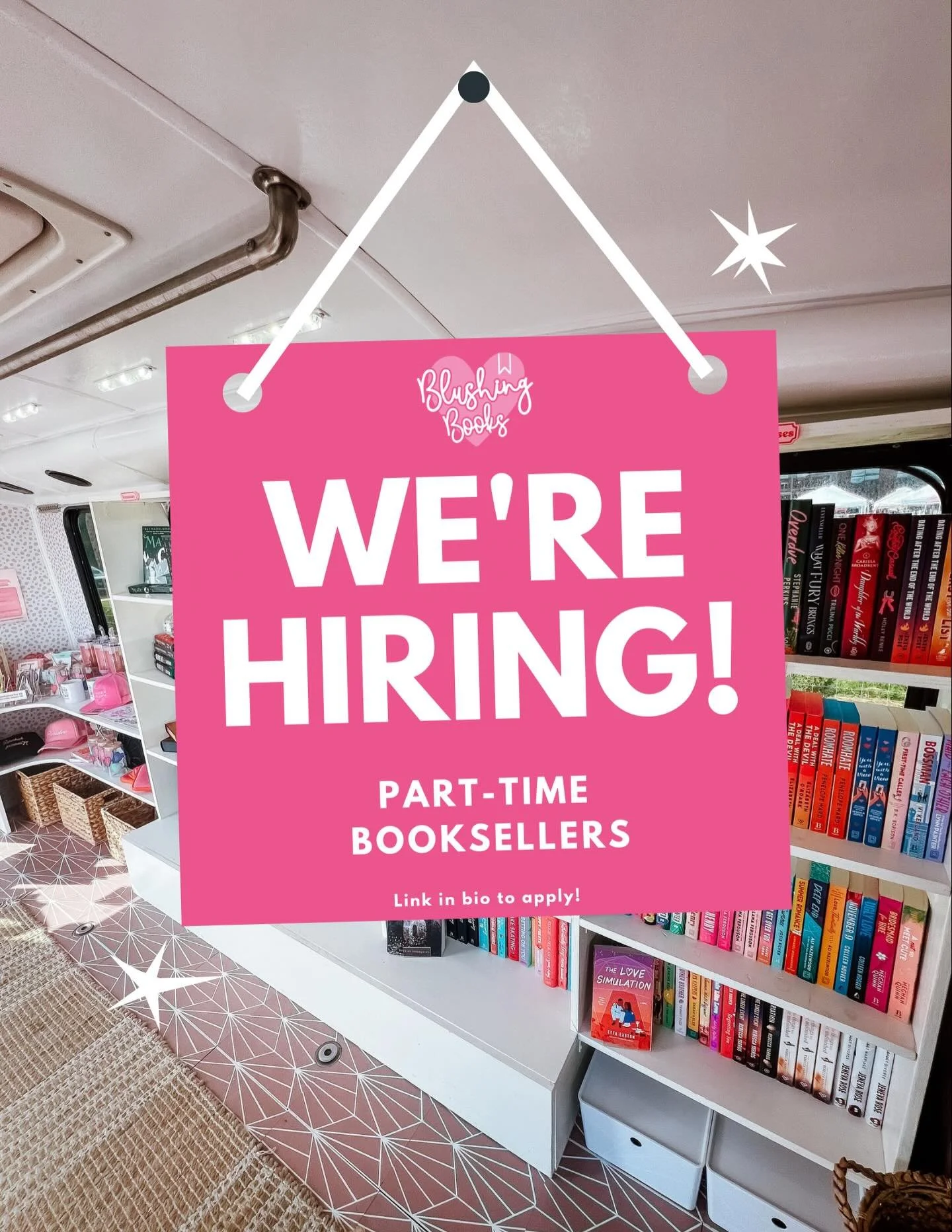 We&rsquo;re officially hiring!!! 💕📚
Come work with us in the cutest little romance bookstore of our dreams ✨

If you love books, talking about tropes, and helping people find their next obsession&hellip;we want YOU 🫶🏼

Apply here: https://forms.g