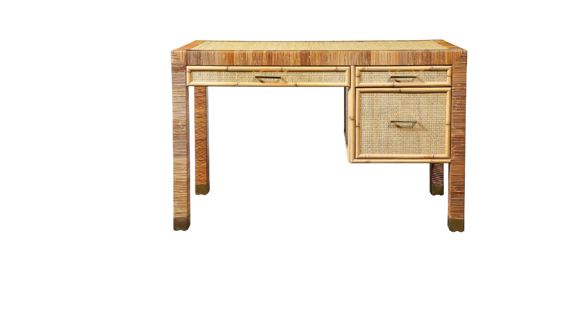 Mid-Century Modernist Rattan & Bamboo Desk-Photoroom.png