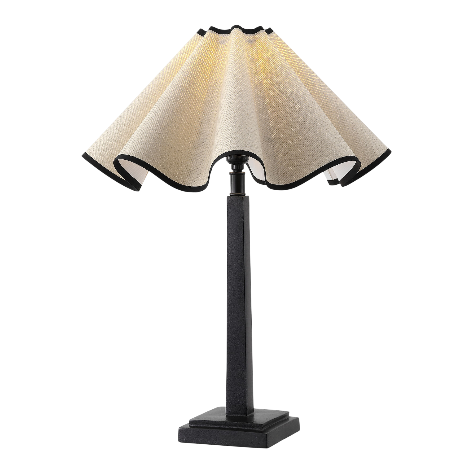 Babett Black Resin and Faux Raffia Wavy Table Lamp.png