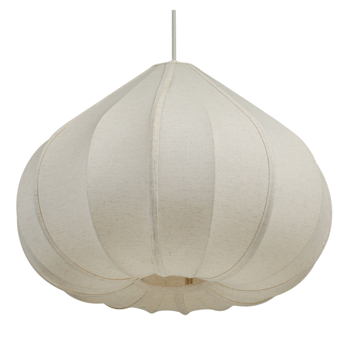 Illuminate your space with our tranquil, textured Lenis pendant lamp, made in India with a natural, 100% cotton shade. Showcasing a curvy teardrop silhouette, this fixture is full of sculptural harmony and is available in two sizes to suit your space