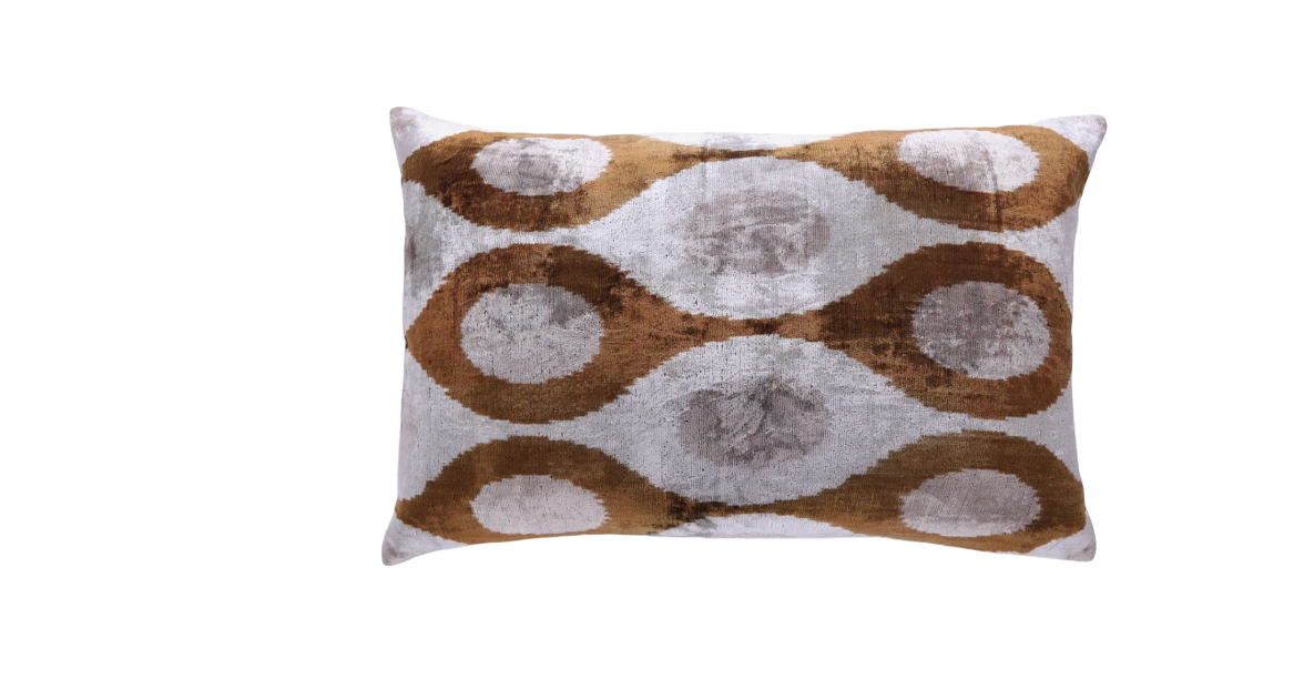 Ikat Silk Velvet Throw Pillow-Photoroom.png