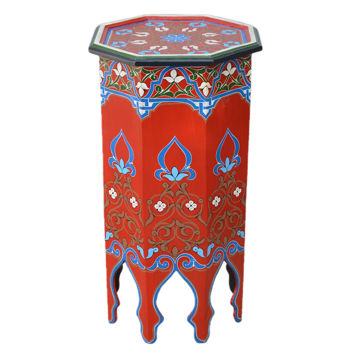 Handmade Moroccan Wood Table Red.png