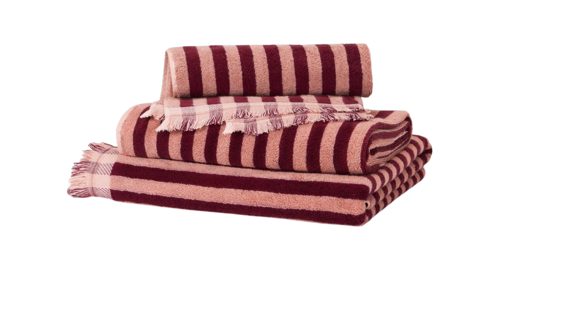 Rhubarb & Rose Pembroke Stripe Cotton Towels-Photoroom.png