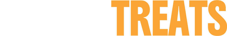 Text graphic saying 'MORE TREATS' with 'MORE' in white and 'TREATS' in orange on a black background.
