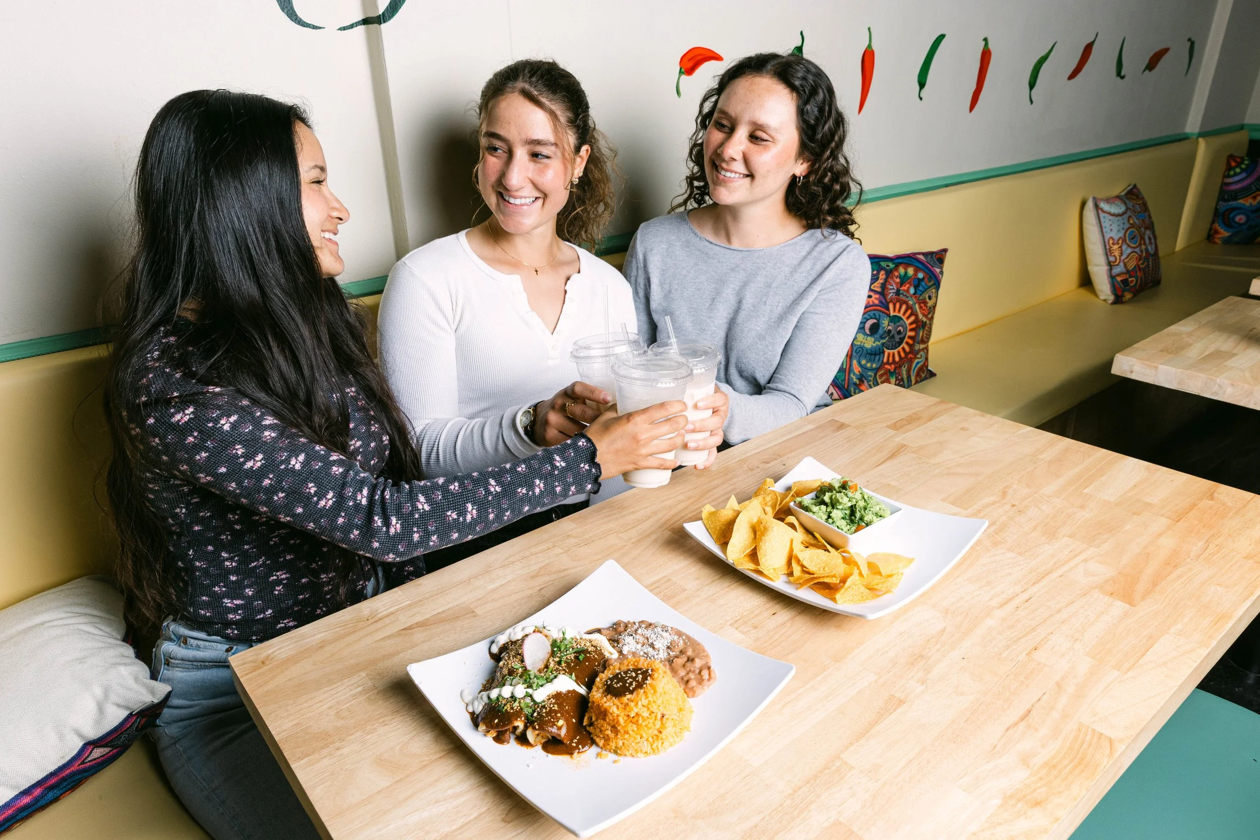 Students from Portland State University Enjoying lunch at poblano pepper in Portland Oregon 