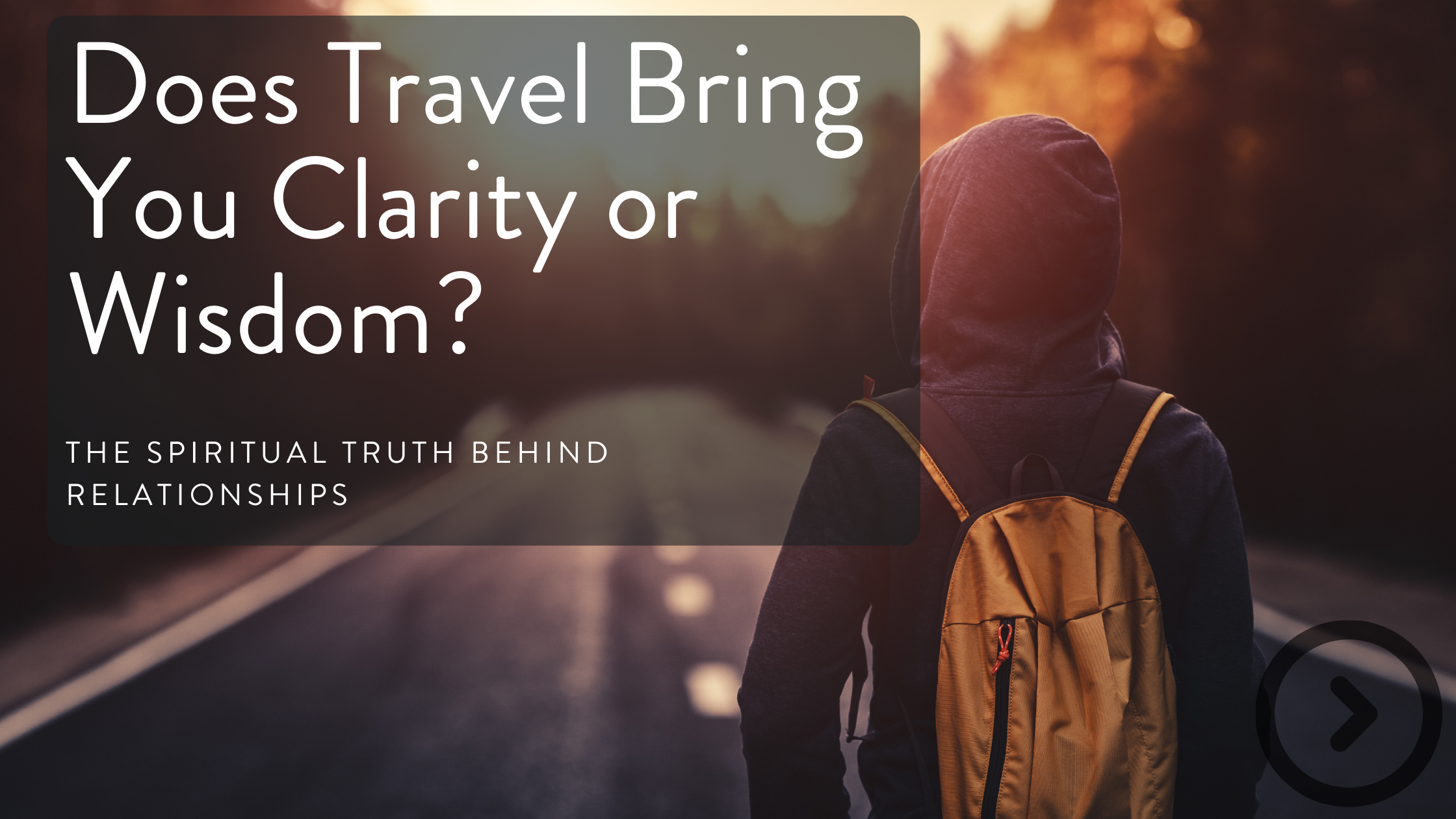 Person walking on a road during sunset with a backpack, looking away from the camera.