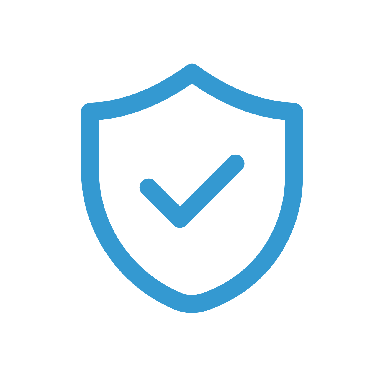 Blue shield icon with a checkmark in the center representing security or protection.