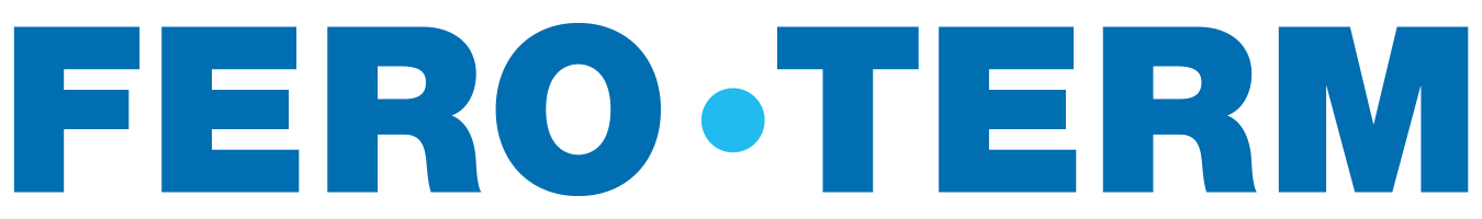 Fero Therm logo with company name in bold blue text and a dark blue background.