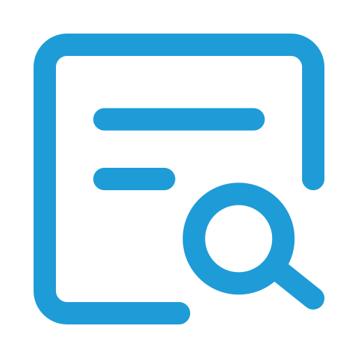 Icon of a document with a magnifying glass