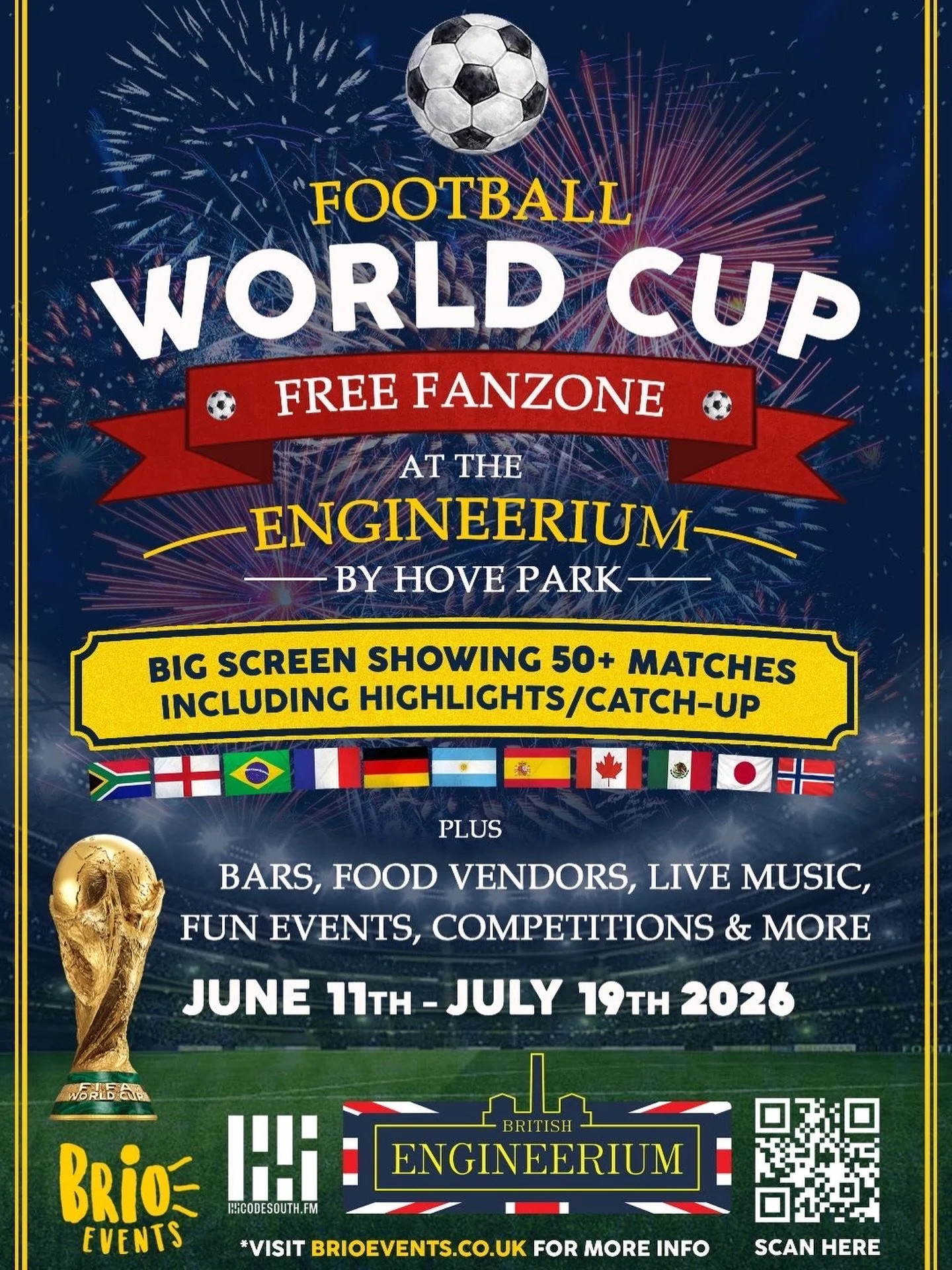 ⚽️FREE FANZONE WORLD CUP 2026 ⚽️

We&rsquo;re bringing you the place to be to watch every FIFA World Cup 2026 fixture this summer! 🙌

@brioeventsuk presents the 2026 World Cup Football Fanzone at The British Engineerium, Hove.

Join us from June 11t
