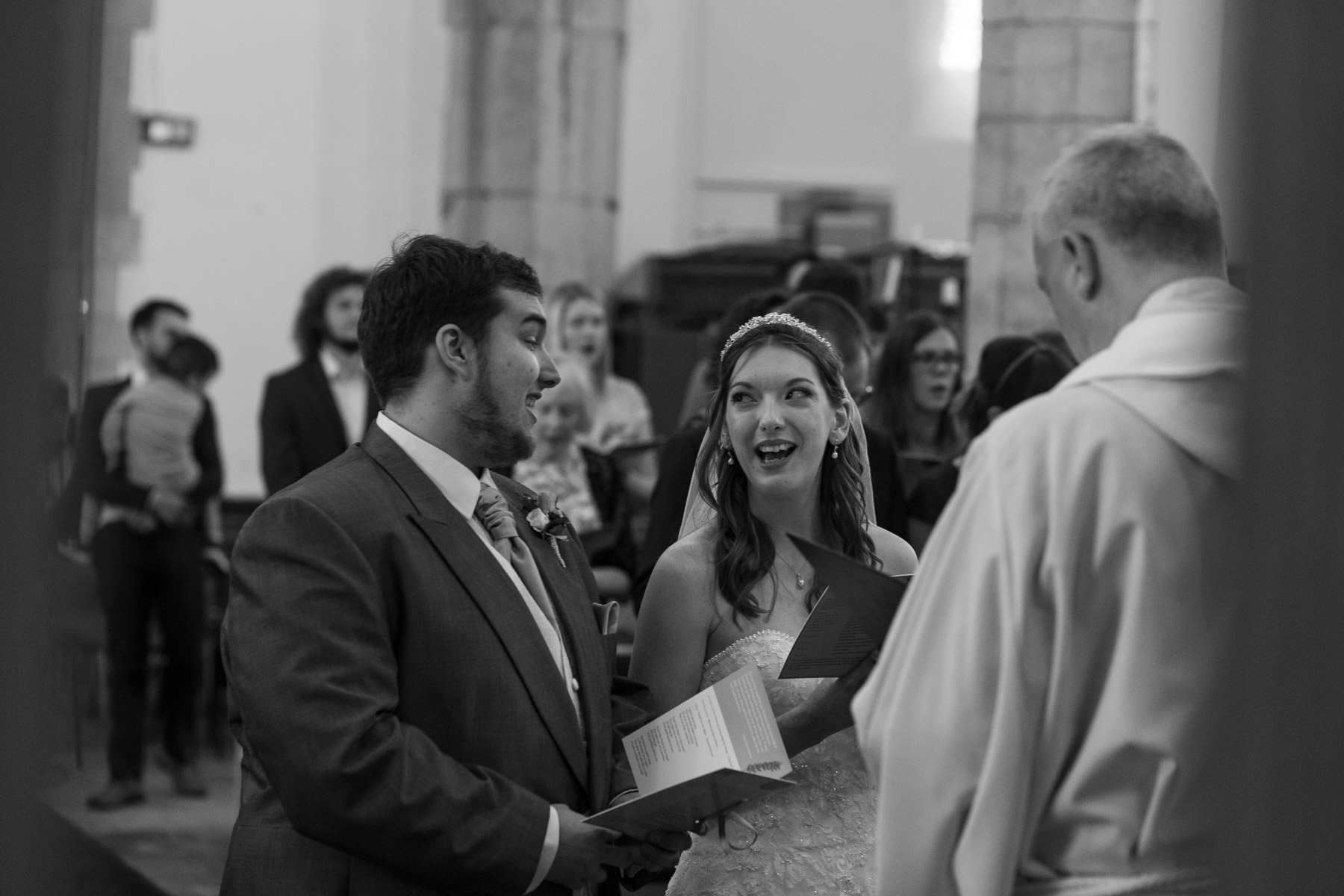 Bride and groom exchanging vows during an intimate destination wedding in Spain