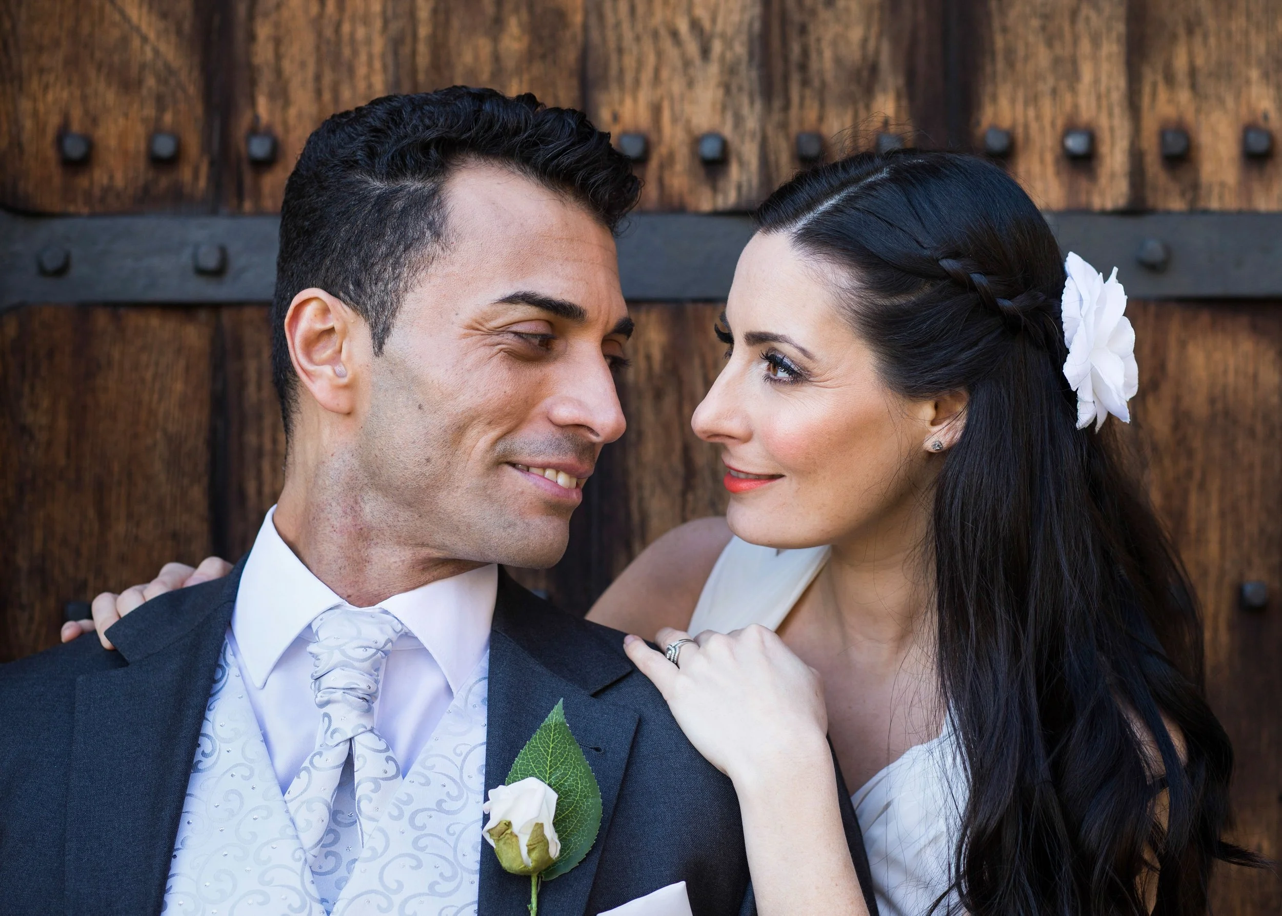 Candid moment during a relaxed destination wedding in Spain