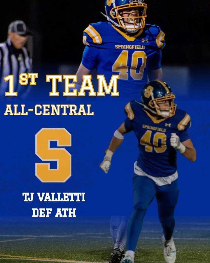 Our 2025 All-Central First Team Selections 

TJ Valletti - DEF ATH
Dom Stewart - OL
TJ Valletti - P

#greatesttowninamerica