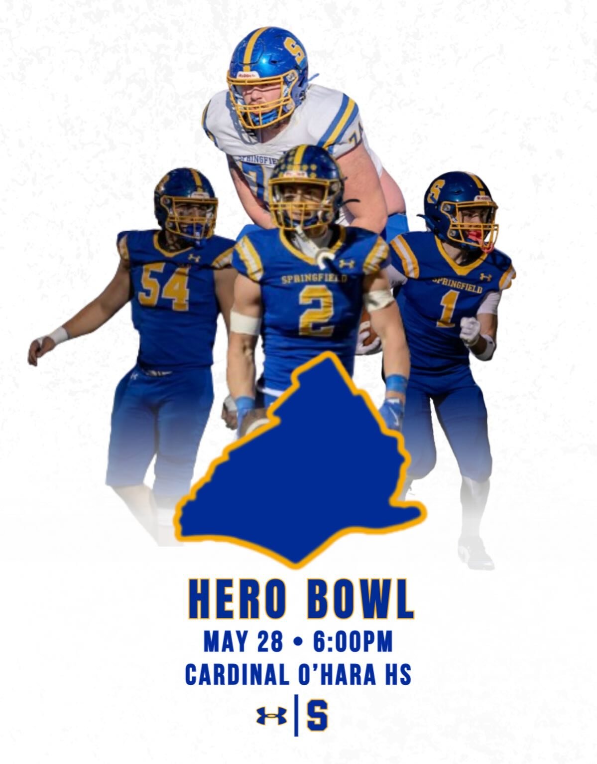 Come support our Springfield Cougars and Team Central Red West in the 48th Annual Delaware County Hero Bowl @ Cardinal O&rsquo;Hara HS

Tanner Coll | RB
Mike Francks | DL
Dom Stewart | OL
Tommy Morgan | WR

#greatesttowninamerica
