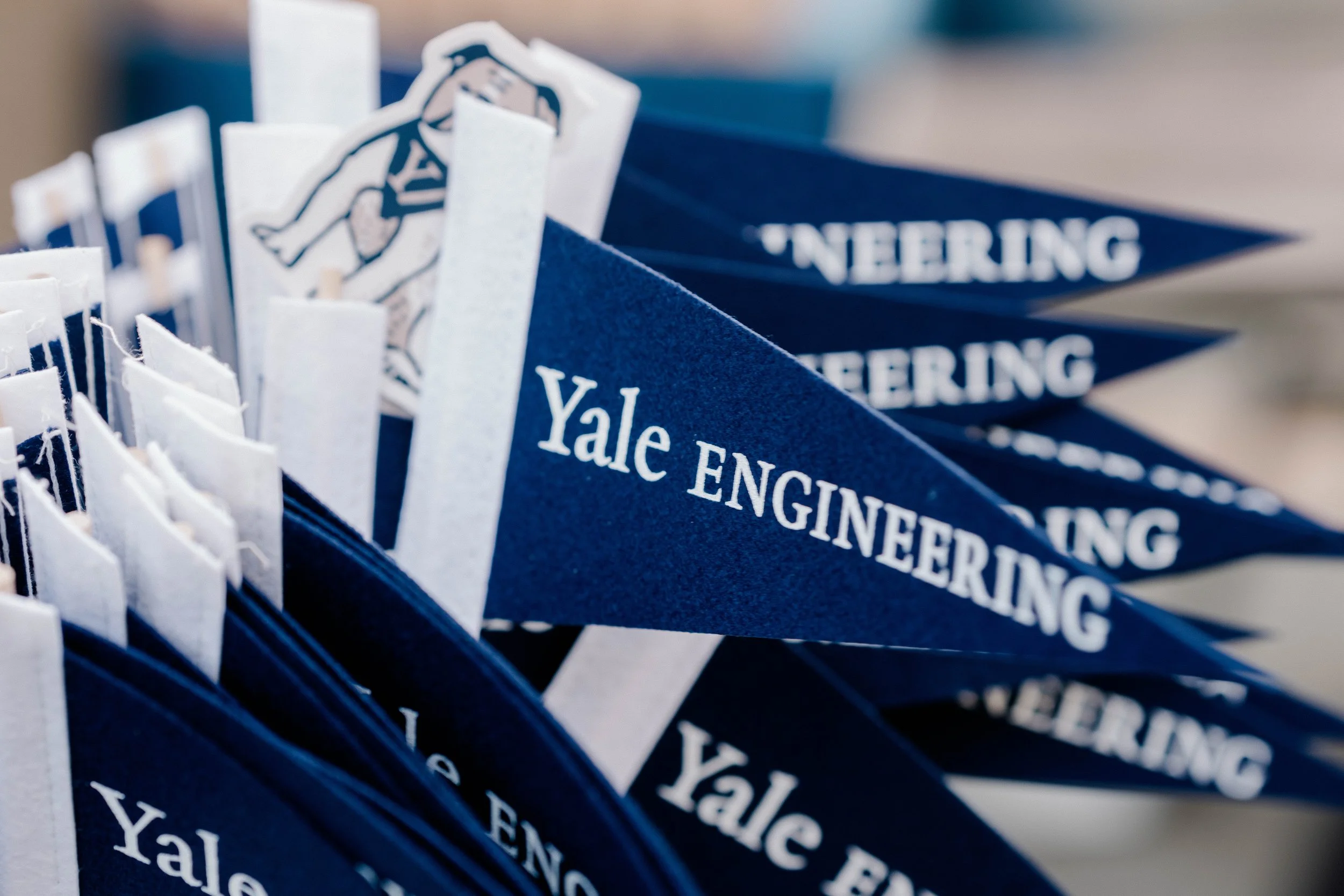 Yale Engineering pennants on display
