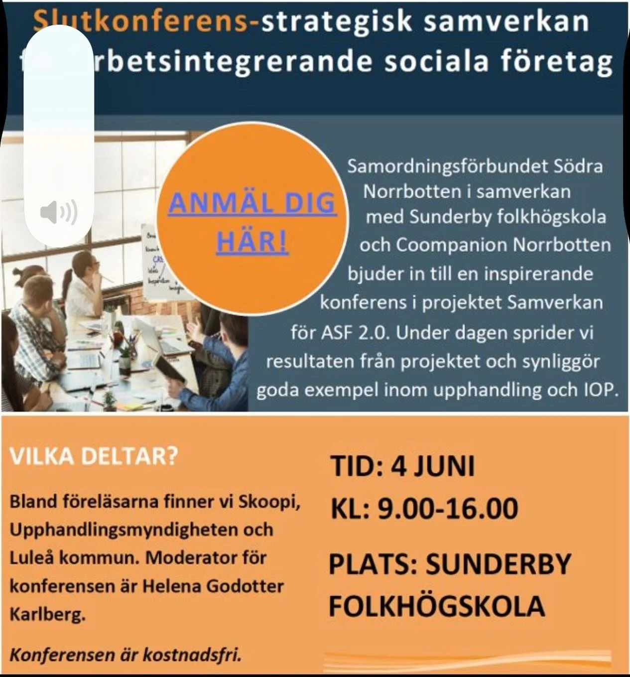 Tipsar om en intressant konferens som jag kommer att moderera i Lule&aring; den 4 juni. Bland annat kommer vi att presentera resultaten fr&aring;n projektet Samverkan f&ouml;r ASF ( Arbetsintegrerande sociala f&ouml;retag) 2.0 samt synligg&ouml;ra go