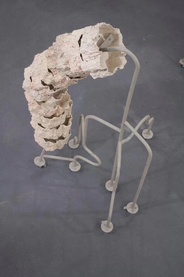 Lot's Wife, 2018. Jesmonite, fibre glass, bricks, mirrors, trolley wheels, metal bars, spray paint, acrylic sheet, bricks, salt— Variable dimensions