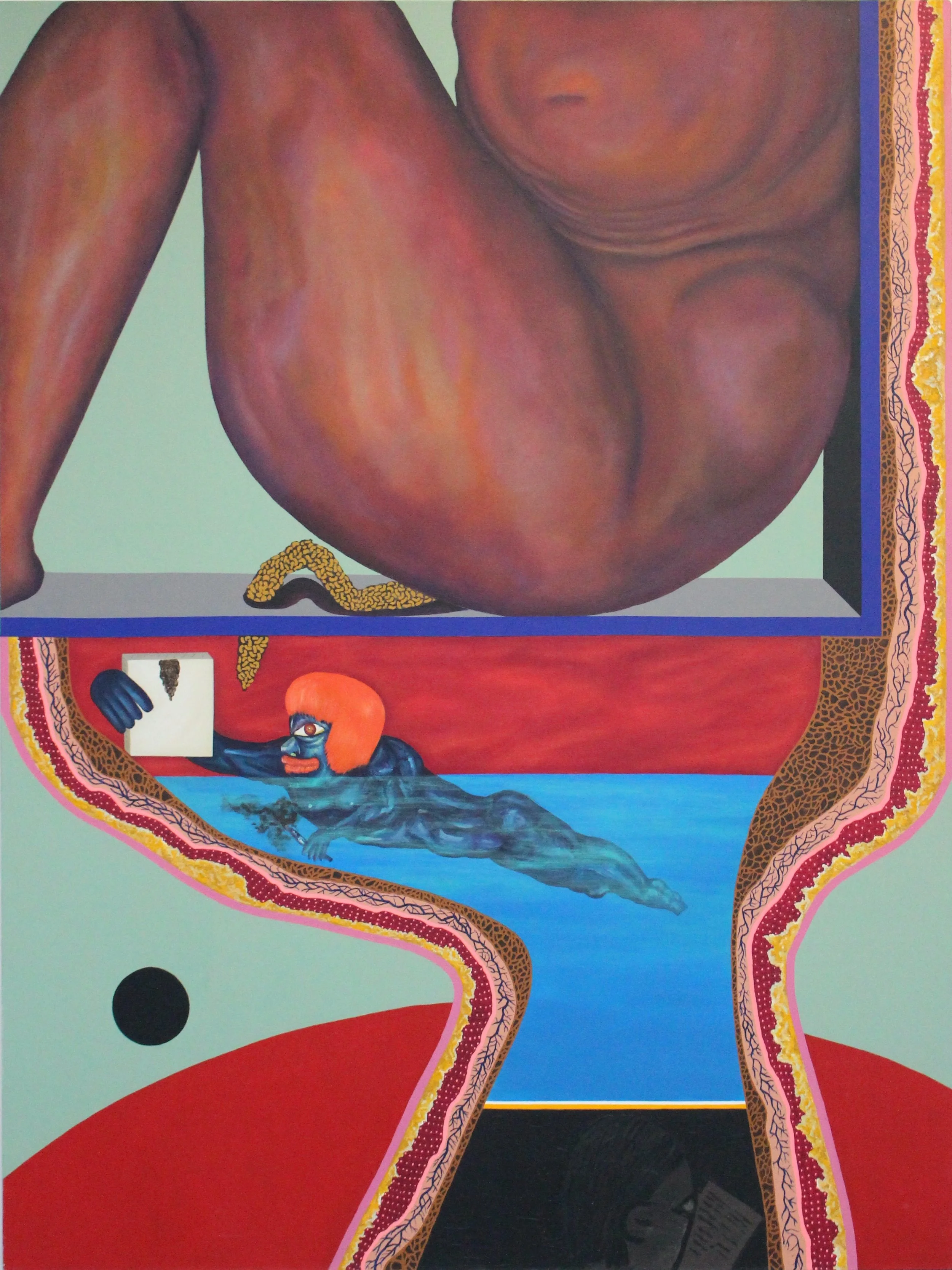 Minding My Own Business, 2024. Acrylic on canvas — 200 x 160 cm