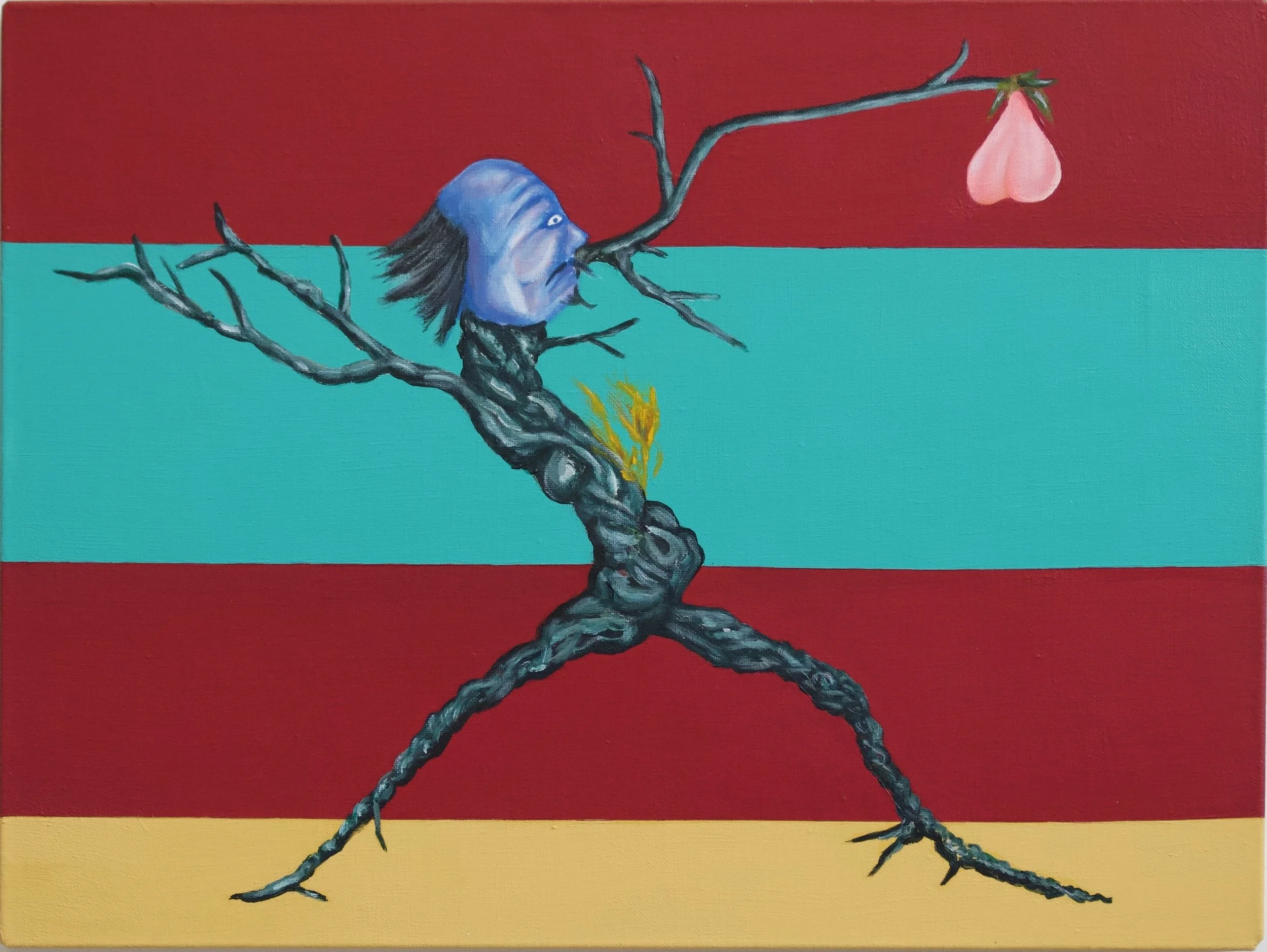 Peaches in Jochiwon, 2025. Acrylic on canvas — 45 x 60 cm
