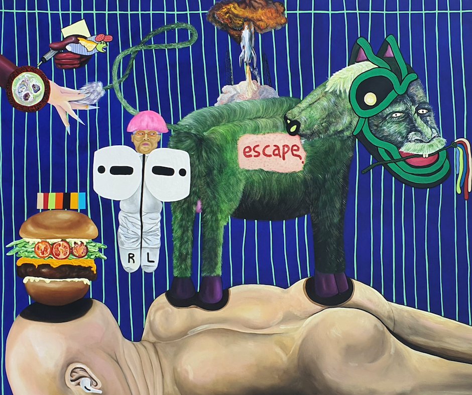 On the Road to Emmaus, 2021. Acrylic on canvas — 150 x 120 cm